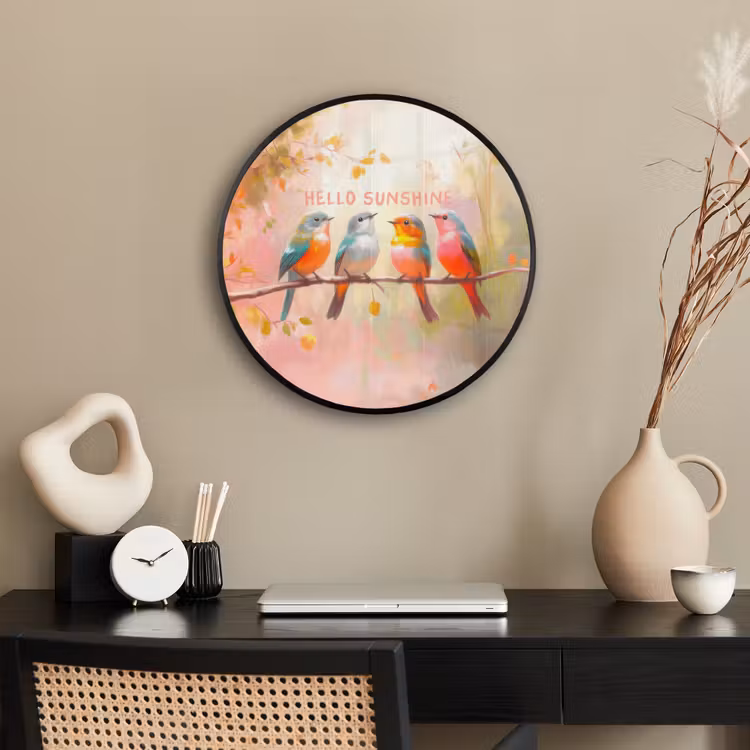 Ronde fotolijst - Vogels - Tak - Quote - Roze — 3