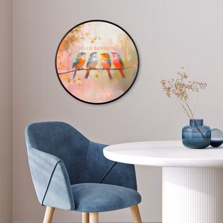 Ronde fotolijst - Vogels - Tak - Quote - Roze — 4
