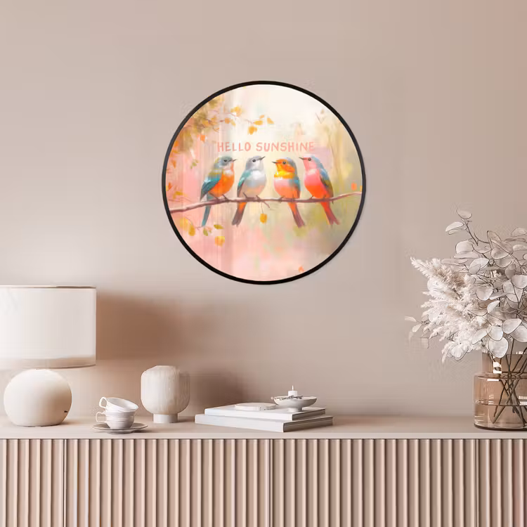 Ronde fotolijst - Vogels - Tak - Quote - Roze — 5