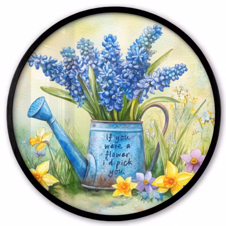 Ronde fotolijst - Lavendelbloemen - Quote - Gieter — 1