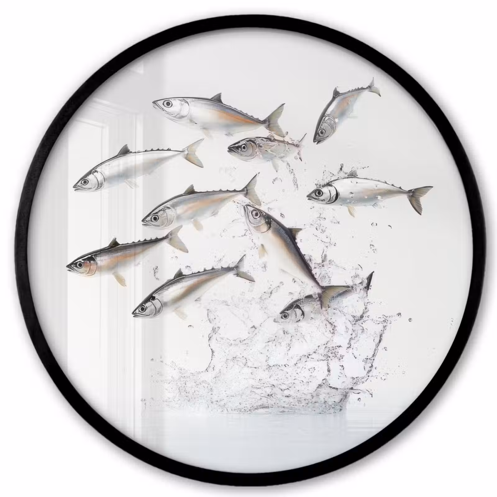 Ronde fotolijst - Vissen - Water - Wit — 1