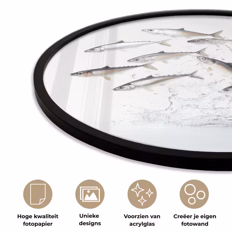 Ronde fotolijst - Vissen - Water - Wit — 2