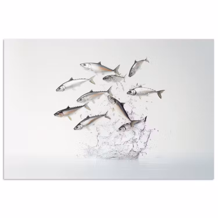 Poster – Vissen - Water - Wit — 1