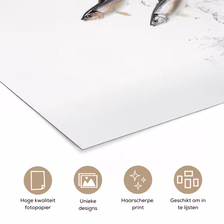 Poster – Vissen - Water - Wit — 5