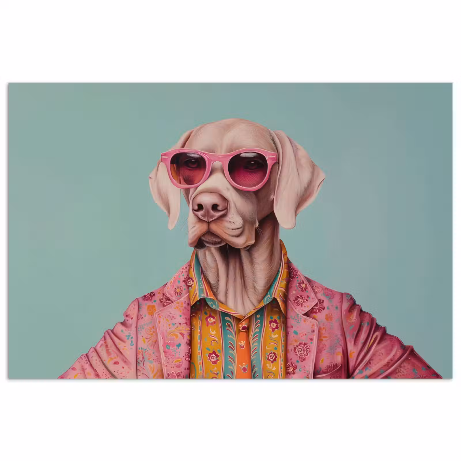 Poster – Hond - Overhemd - Bloemen - Bril — 1