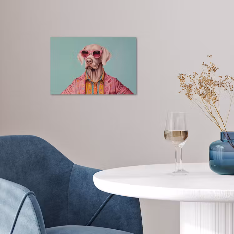 Poster – Hond - Overhemd - Bloemen - Bril — 4