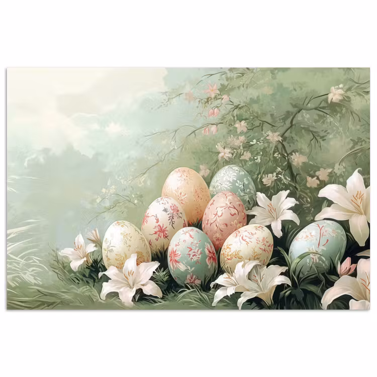 Poster – Paaseieren - Pasteltinten - Bloemen — 1