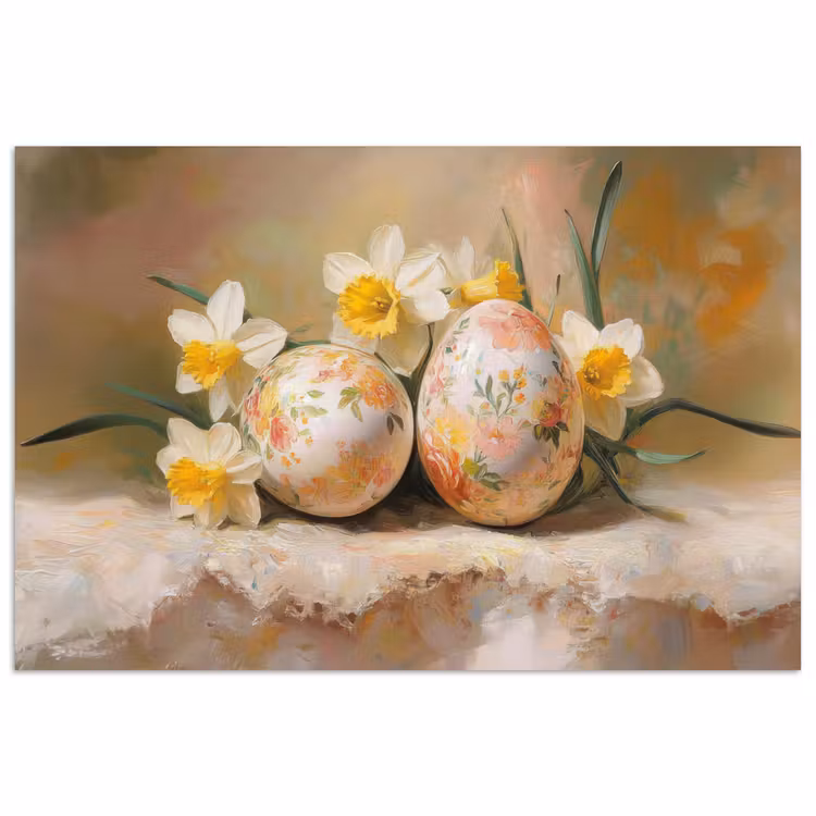Poster – Bloemen - Eieren - Geschilderd — 1