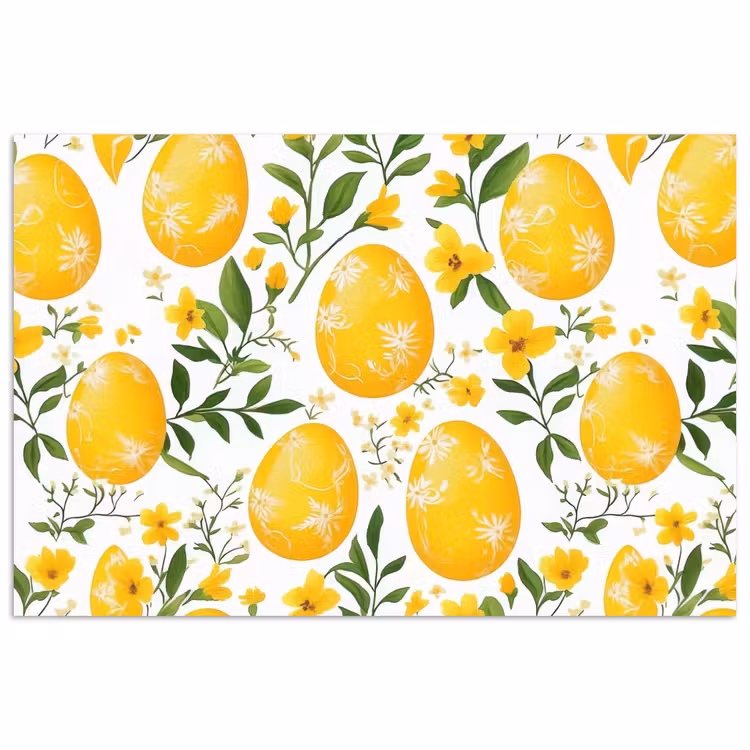 Poster – Bloemen - Paaseieren - Geel — 1