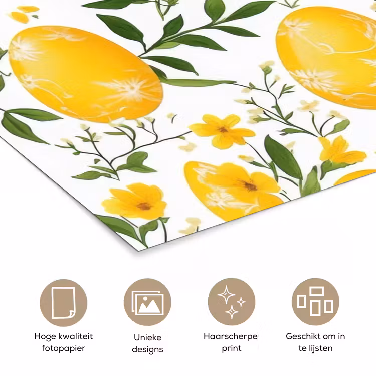 Poster – Bloemen - Paaseieren - Geel — 5