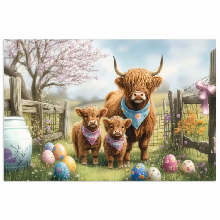 Poster – Schotsehooglanders - Paaseieren - Lente — 1