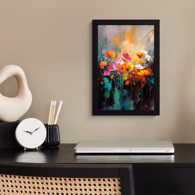 Poster met lijst - Felgekleurd - Bloemblaadjes - Abstract — 2