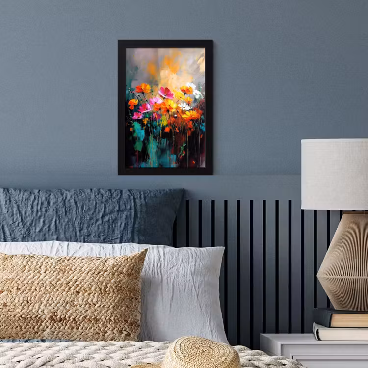 Poster met lijst - Felgekleurd - Bloemblaadjes - Abstract — 3