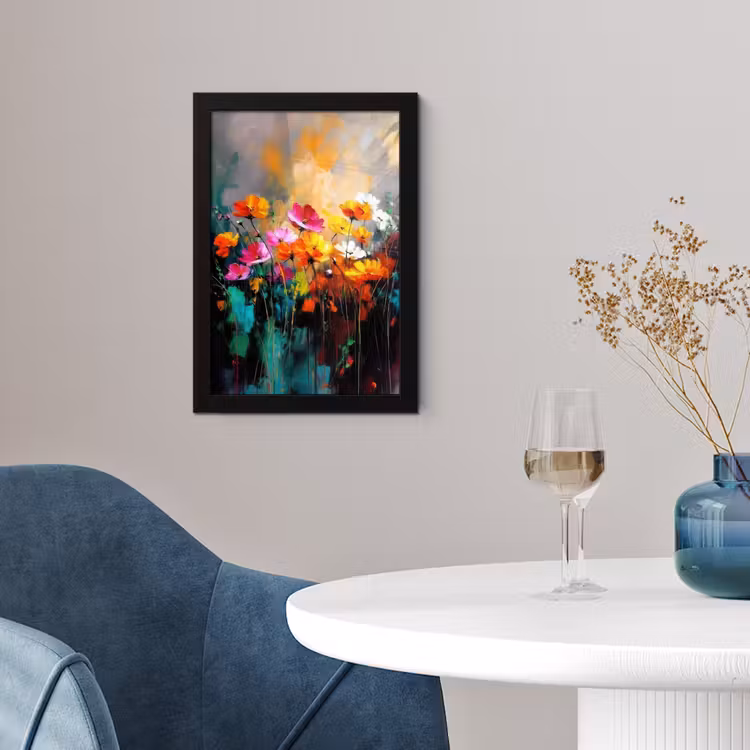 Poster met lijst - Felgekleurd - Bloemblaadjes - Abstract — 4