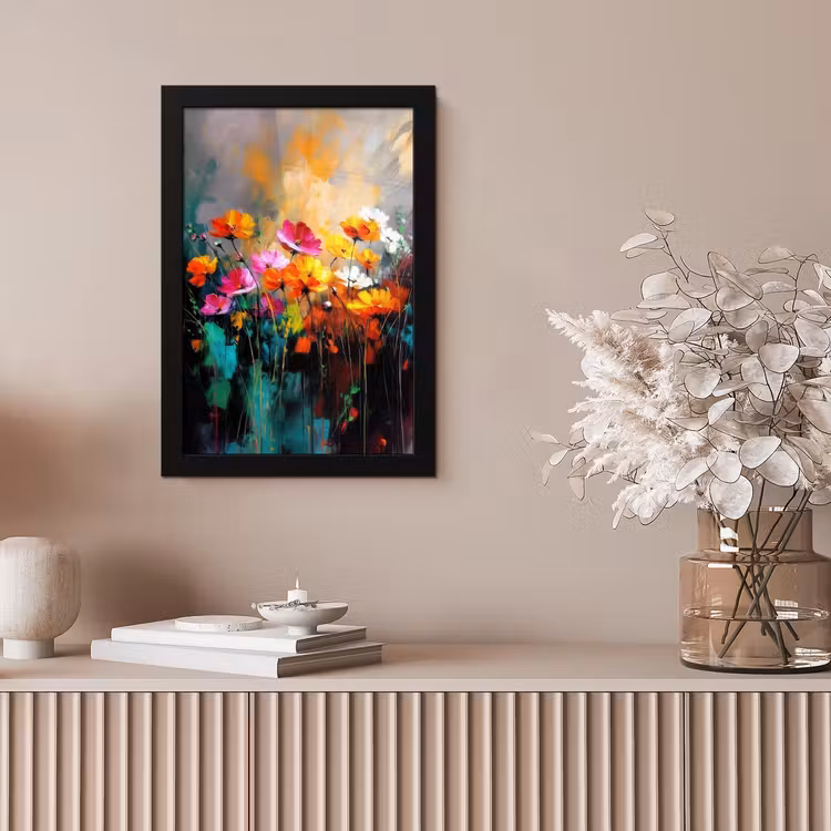 Poster met lijst - Felgekleurd - Bloemblaadjes - Abstract — 5