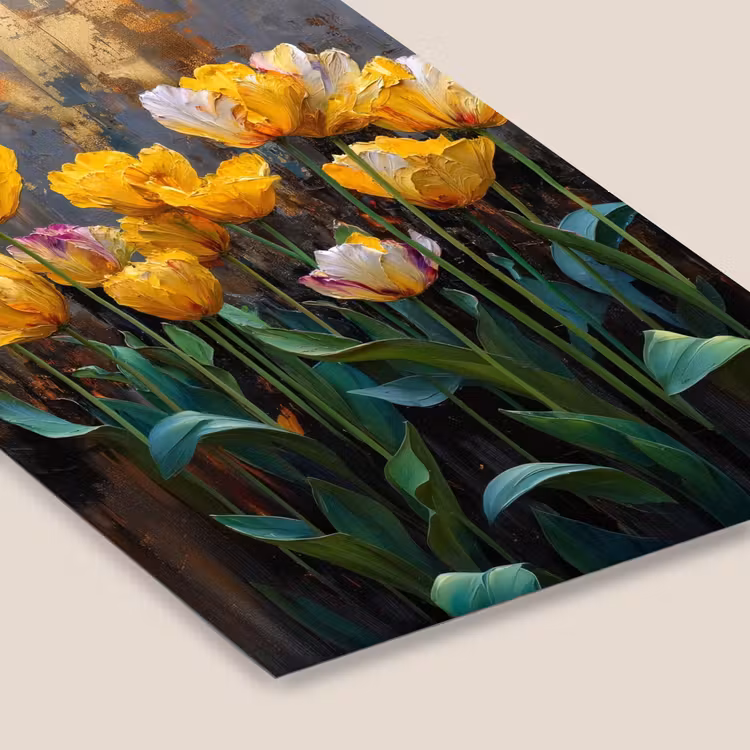 Poster met lijst - Tulpen - Geel - Penseelstreken - Abstract — 7
