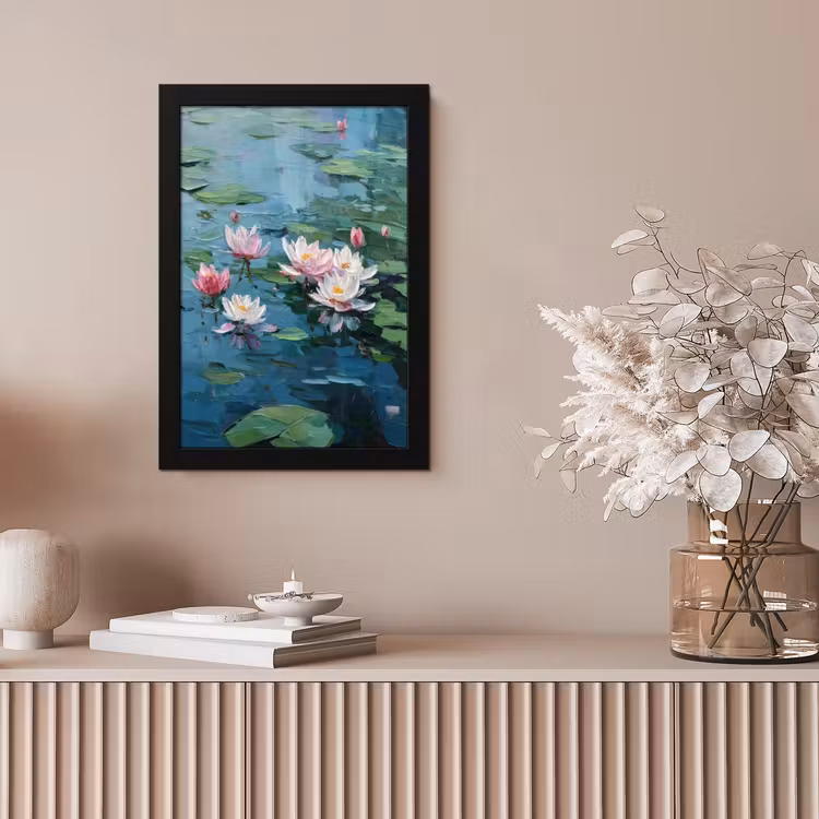 Poster met lijst - Waterlelies - Bloemen - Roze - Water — 5