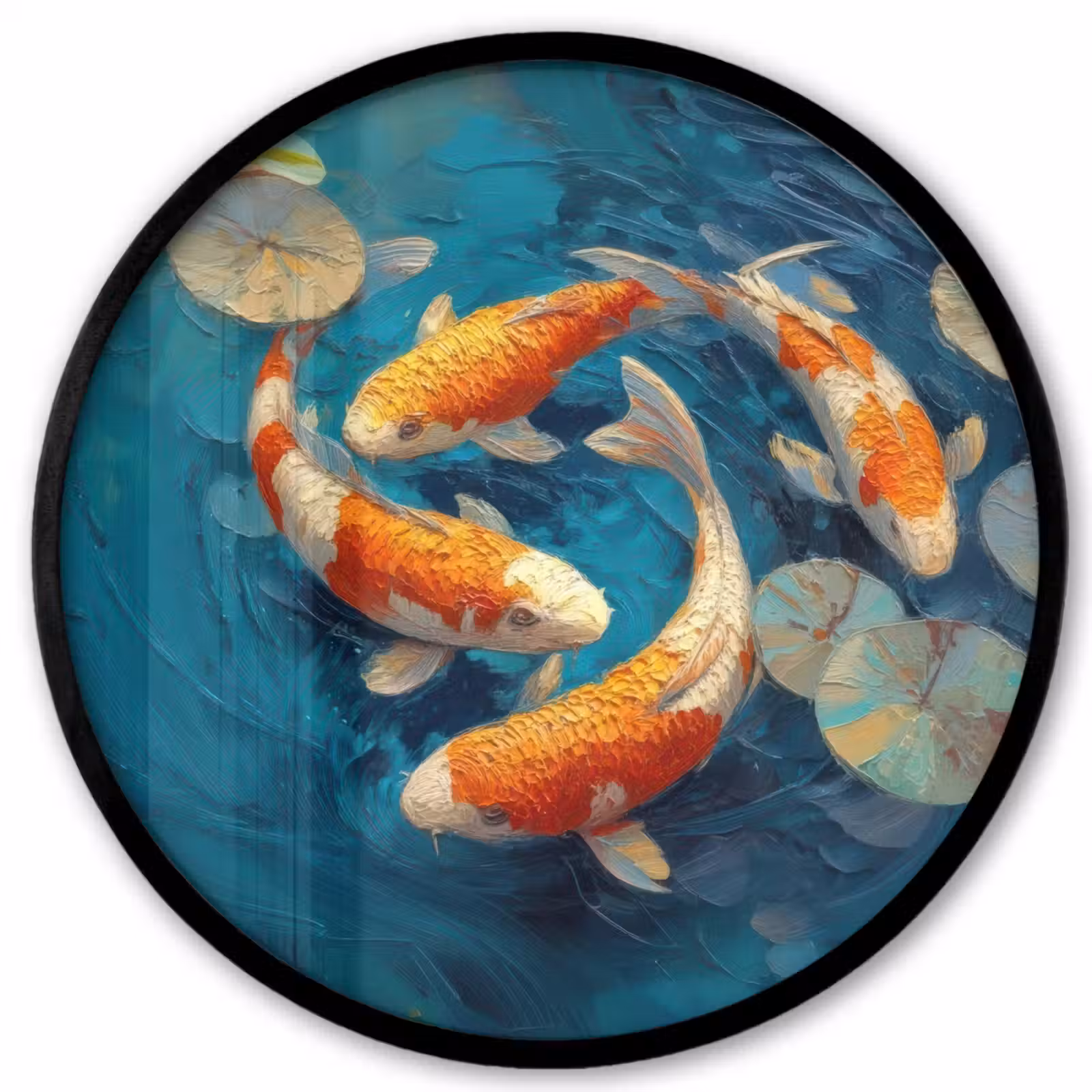 Ronde fotolijst - Vissen - Waterlelies - Oranje - Water — 1