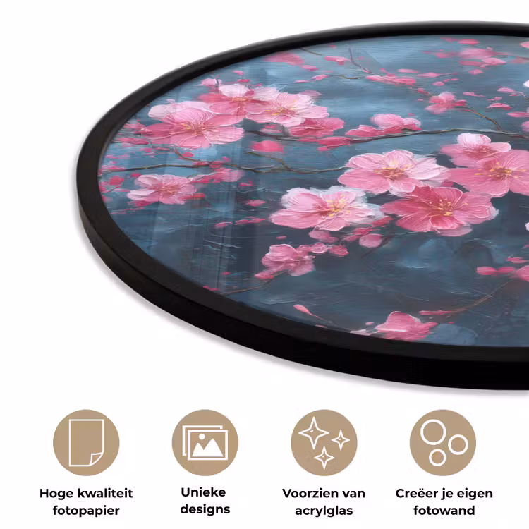 Ronde fotolijst - Bloem - Bloesems - Roze - Abstract — 2