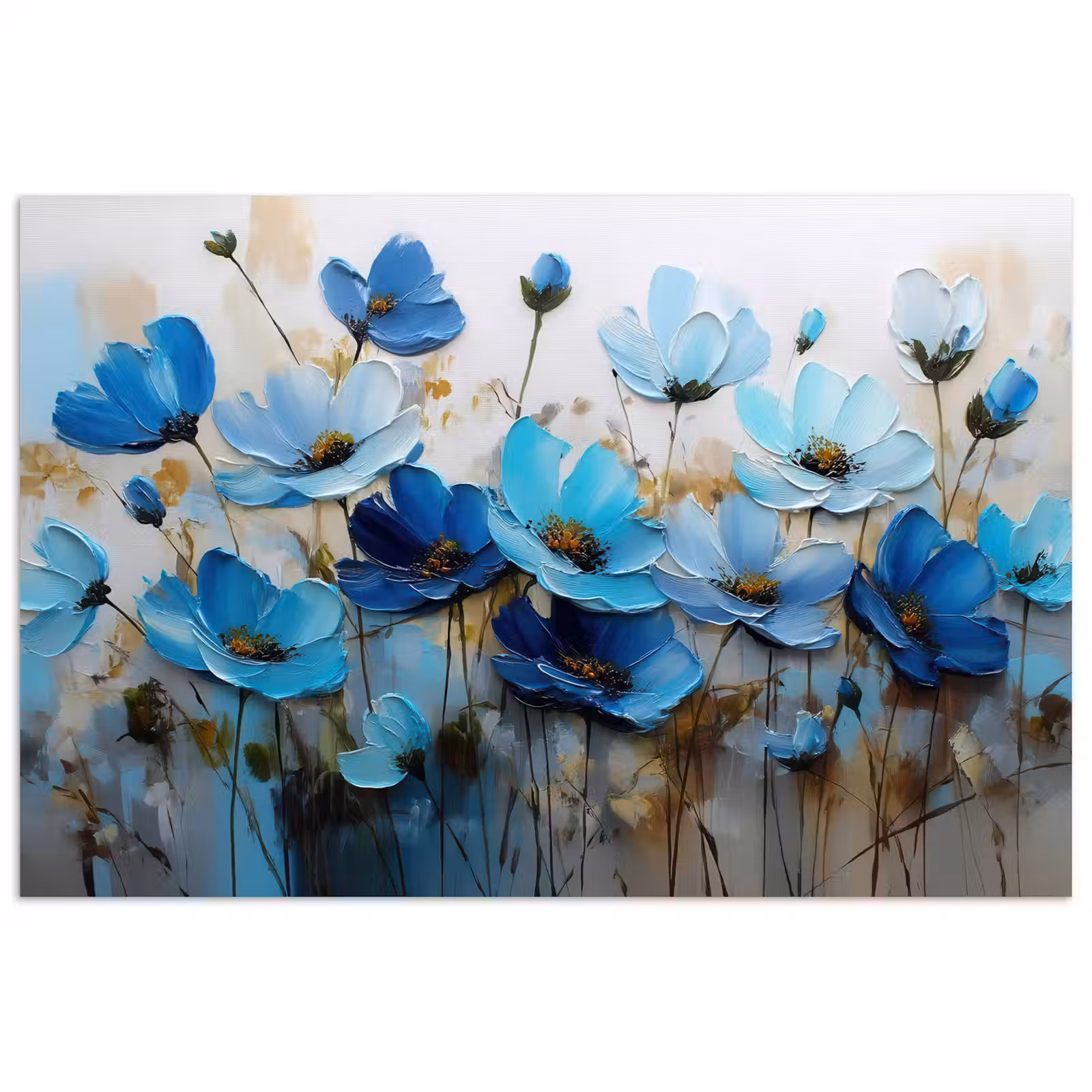 Poster – Bloemen - Schilderij - Blauw — 1