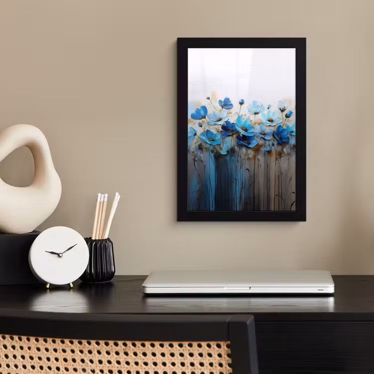 Poster met lijst - Bloemen - Schilderij - Blauw — 2