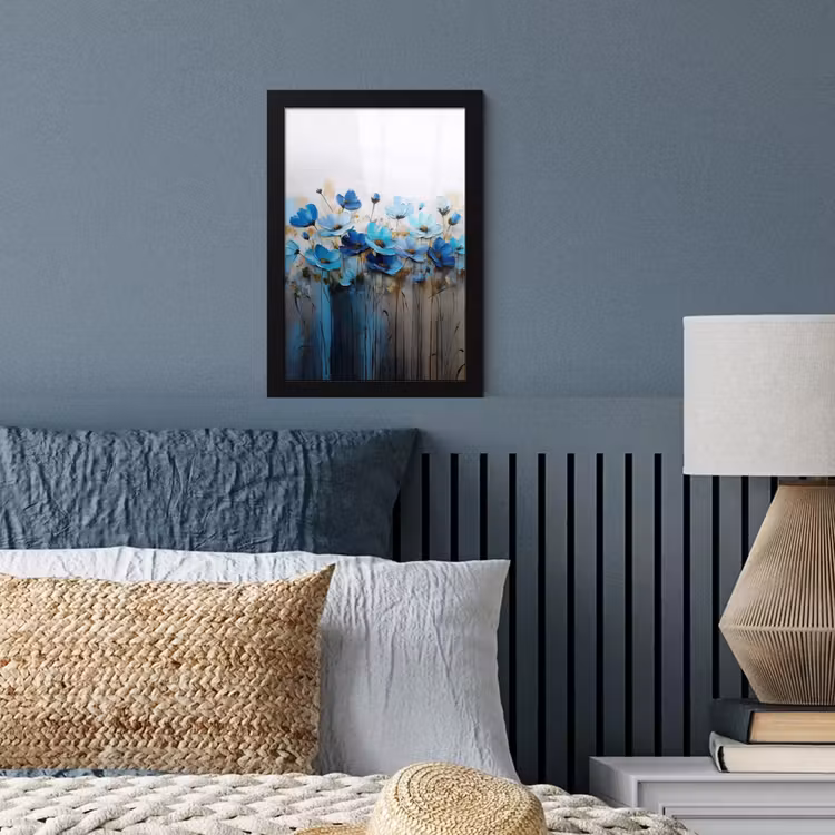 Poster met lijst - Bloemen - Schilderij - Blauw — 3