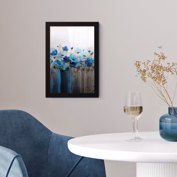Poster met lijst - Bloemen - Schilderij - Blauw — 4