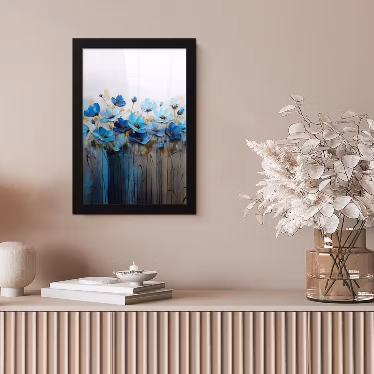 Poster met lijst - Bloemen - Schilderij - Blauw — 5