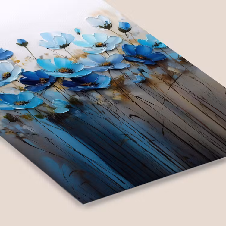 Poster met lijst - Bloemen - Schilderij - Blauw — 7