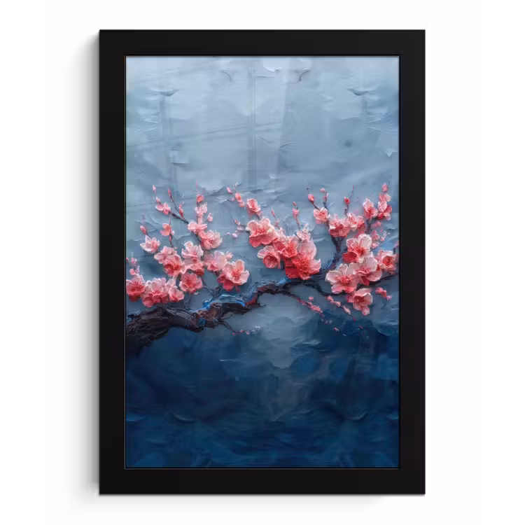Poster met lijst - Bloesem - Bloem - Roze - Tak — 1