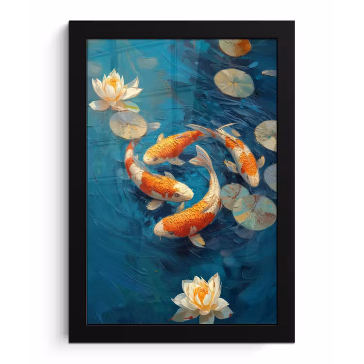 Poster met lijst - Vissen - Waterlelies - Oranje - Water — 1