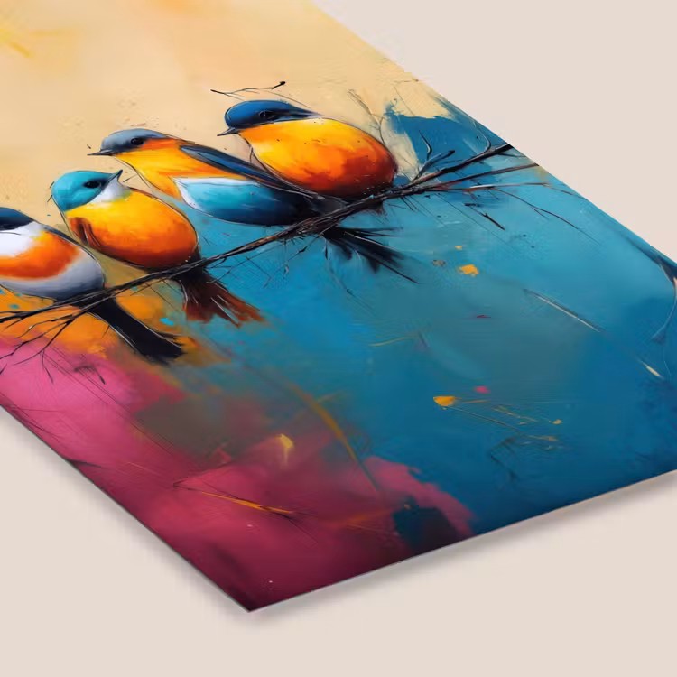 Poster met lijst - Vogels - Kleurrijk - Tak - Abstract — 7