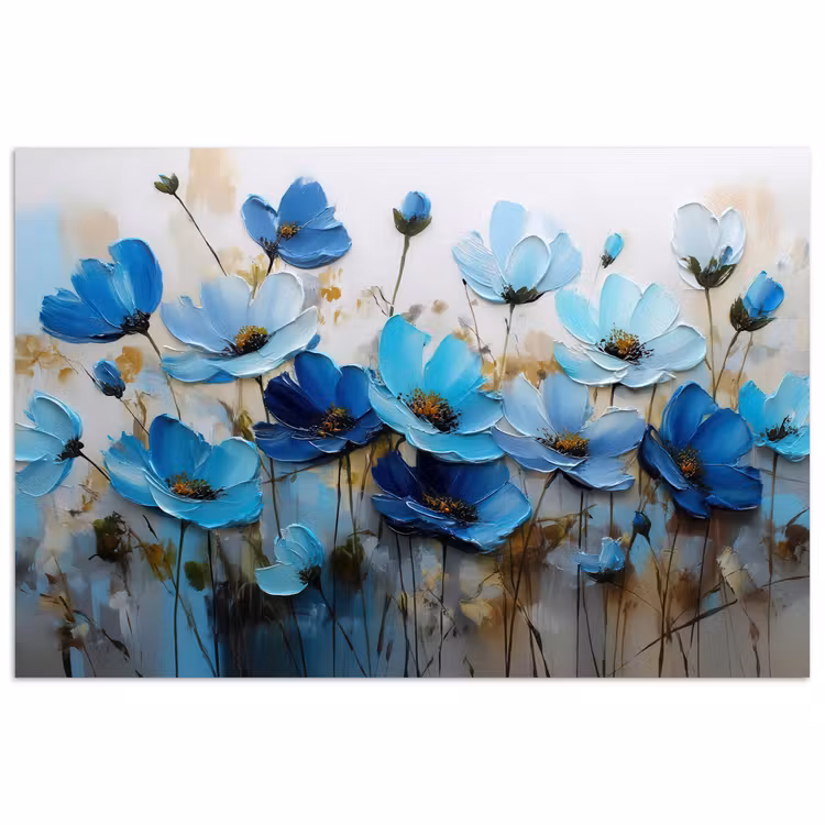 Poster – Bloemen - Schilderij - Blauw — 1
