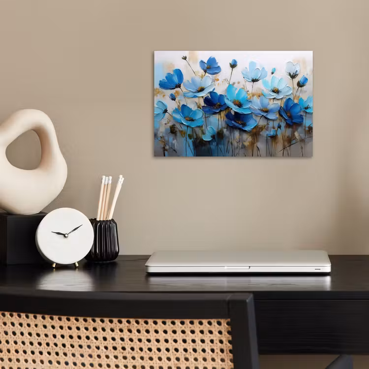 Poster – Bloemen - Schilderij - Blauw — 2