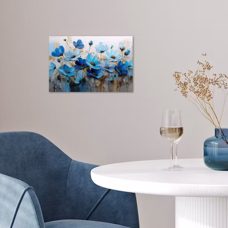 Poster – Bloemen - Schilderij - Blauw — 4