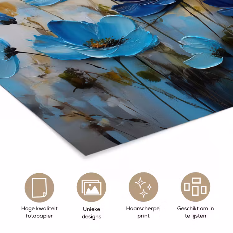 Poster – Bloemen - Schilderij - Blauw — 5