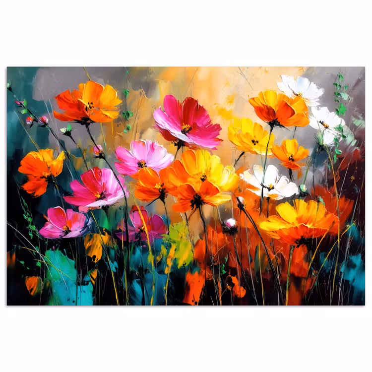 Poster – Felgekleurd - Bloemblaadjes - Abstract — 1