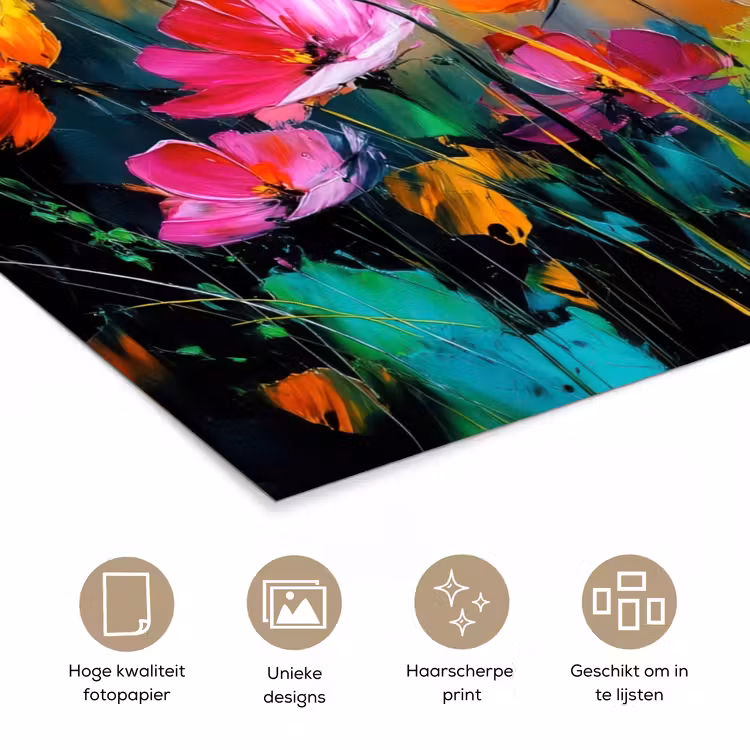 Poster – Felgekleurd - Bloemblaadjes - Abstract — 5