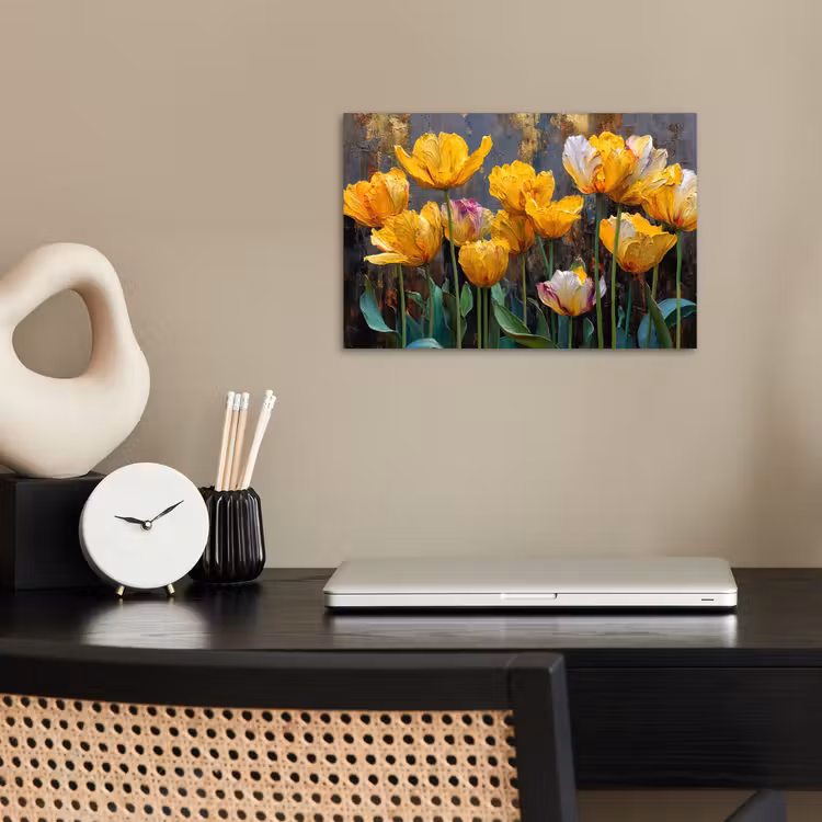 Poster – Tulpen - Geel - Penseelstreken - Abstract — 2