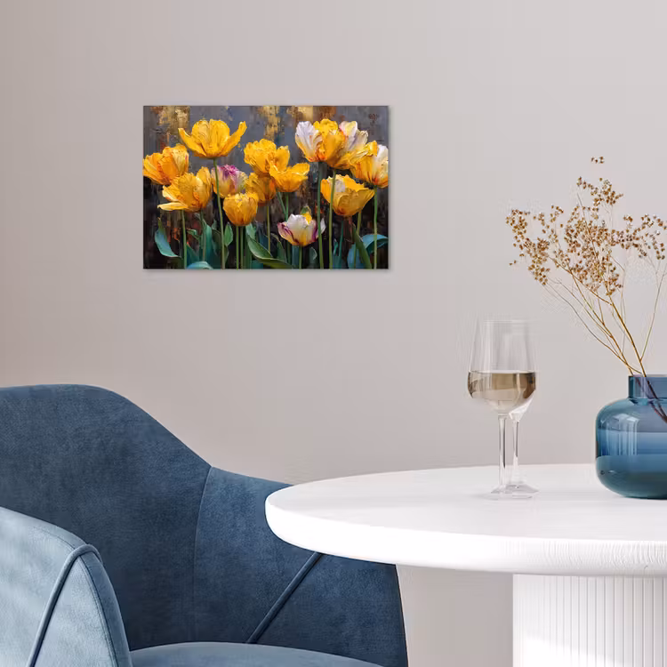 Poster – Tulpen - Geel - Penseelstreken - Abstract — 4