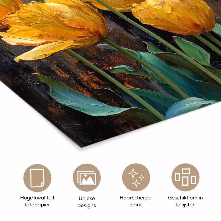 Poster – Tulpen - Geel - Penseelstreken - Abstract — 5