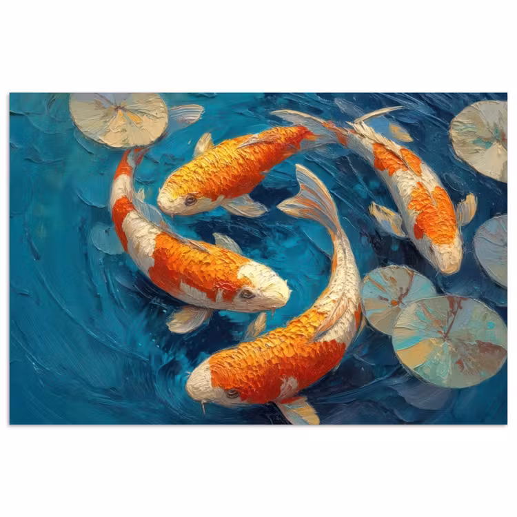Poster – Vissen - Waterlelies - Oranje - Water — 1