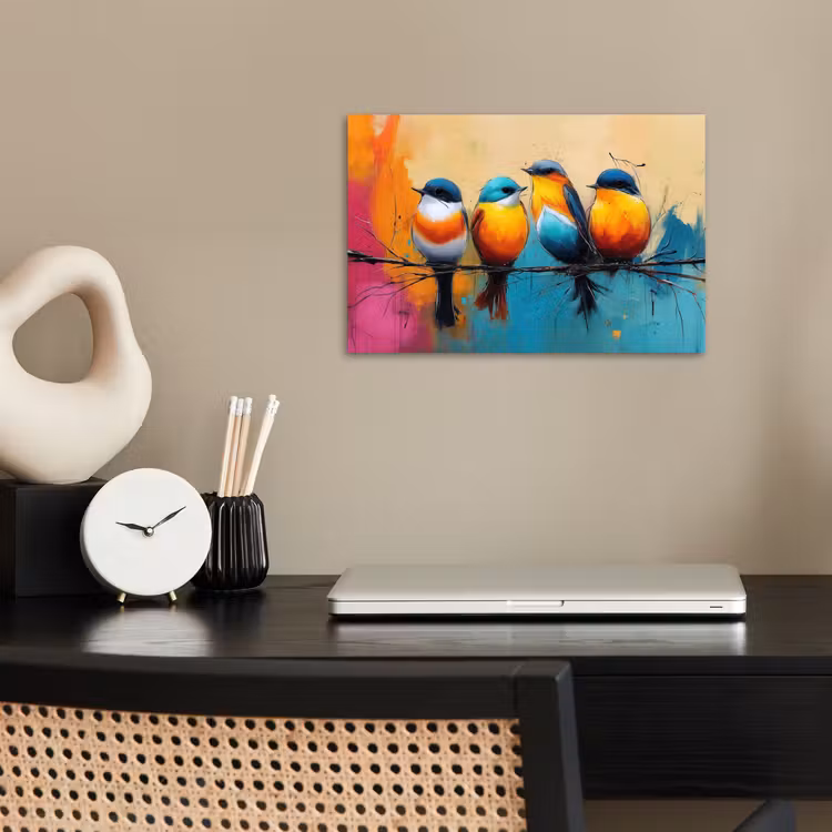 Poster – Vogels - Kleurrijk - Tak - Abstract — 2