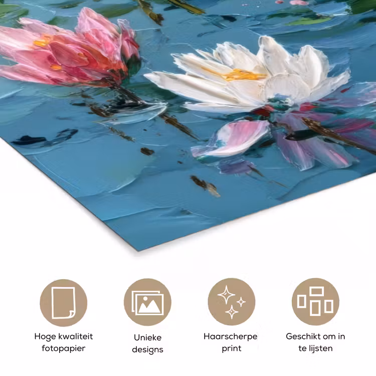 Poster – Waterlelies - Bloemen - Roze - Water — 5