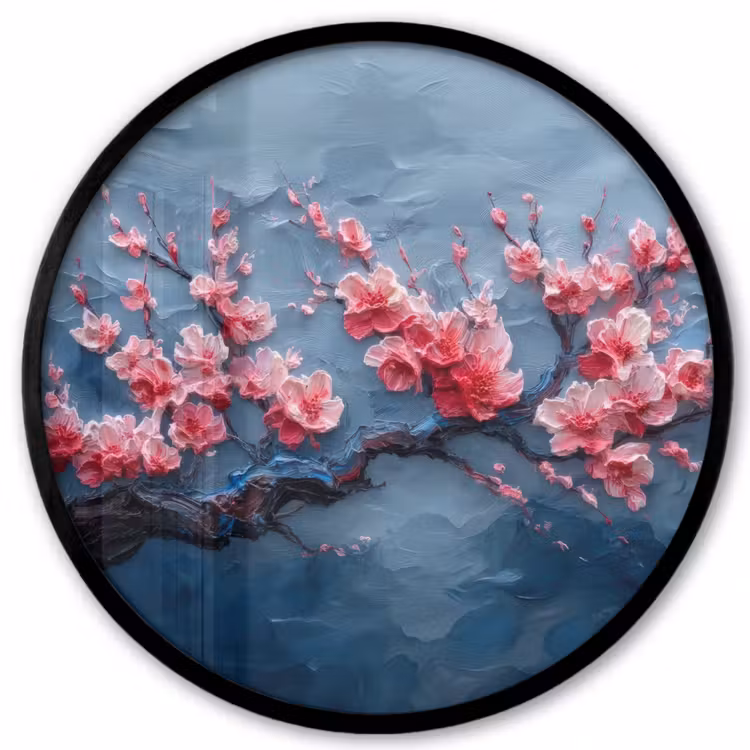 Ronde fotolijst - Bloesem - Bloem - Roze - Tak — 1