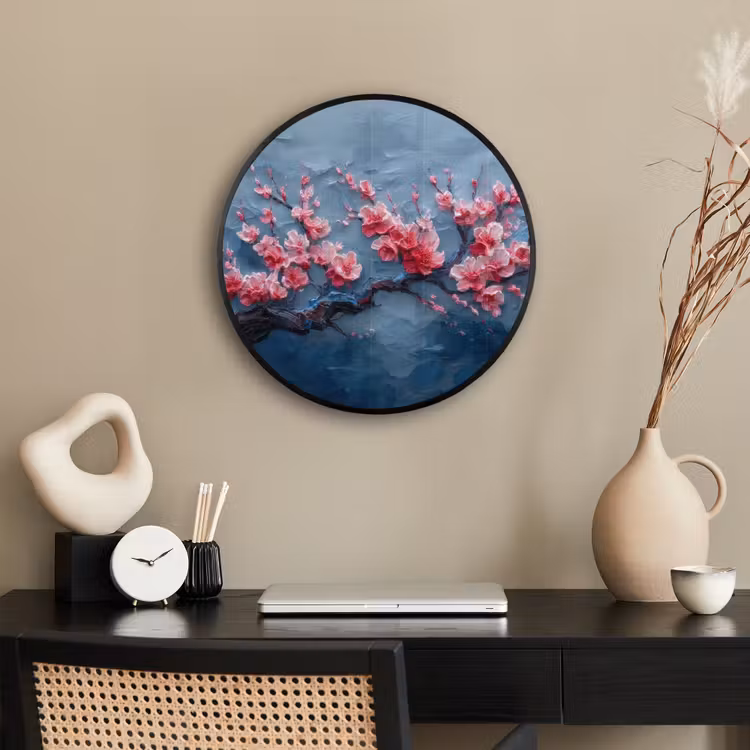 Ronde fotolijst - Bloesem - Bloem - Roze - Tak — 3