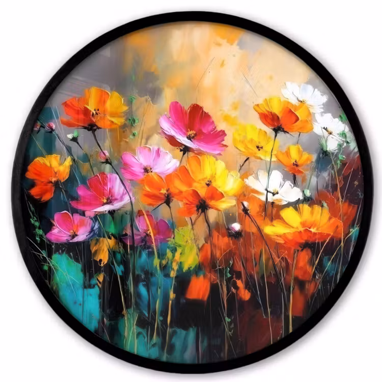 Ronde fotolijst - Felgekleurd - Bloemblaadjes - Abstract — 1