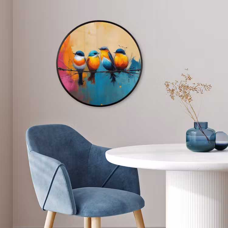 Ronde fotolijst - Vogels - Kleurrijk - Tak - Abstract — 4