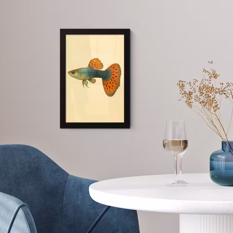 Poster met lijst - Vis - illustratie - Stippen - Oranje — 4