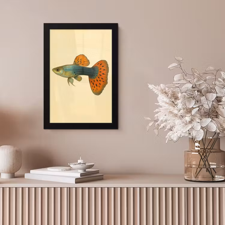 Poster met lijst - Vis - illustratie - Stippen - Oranje — 5